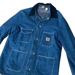 Vintage Big Ben Wrangler Denim Blanket Chore Jacket Barn Coat  / Size Large -